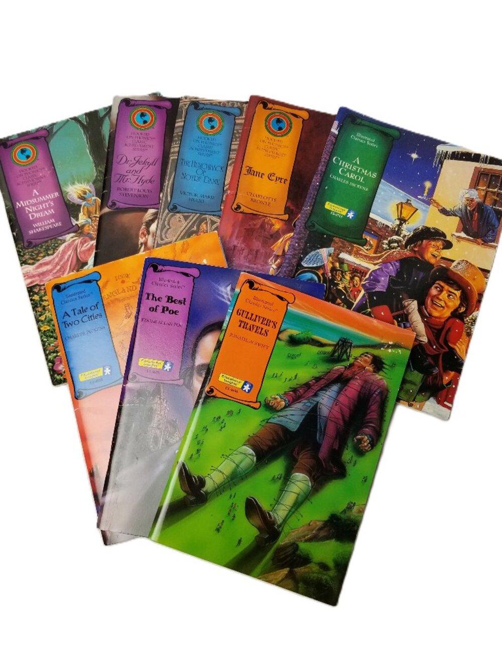 Illustrated Classics Book Lot 8 Hooked Phonics Jane Eyre Poe Dickens Shakespeare